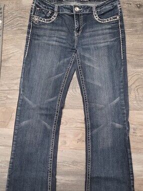 L.A. idol Women’s Boot Cut Jeans in Dark Blue Wash